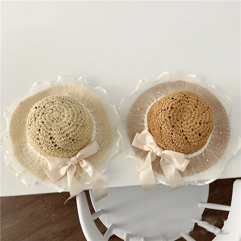 Сетчатая кружевная соломенная шляпа для девочек во французском стиле с жемчужинами и бантом, летняя дышащая шляпа от солнца для рыбалки, Пляжная модная шляпа
Сетчатая кружевная соломенная шляпа для девочек во французском стиле с жемчужинами и бантом, летняя дышащая шляпа от солнца для рыбалки, Пляжная модная шляпа