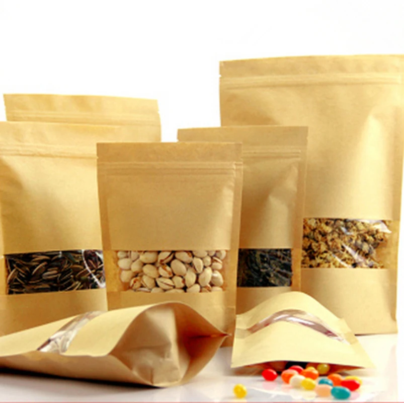 100PCS Clear Window Kraft Paper Pouch Tea Nuts Packaging Stand Up Seal Zip Lock Kitchen Food Reusable Flat Bottom Storage Bags
100PCS Clear Window Kraft Paper Pouch Tea Nuts Packaging Stand Up Seal Zip Lock Kitchen Food Reusable Flat Bottom Storage Bags