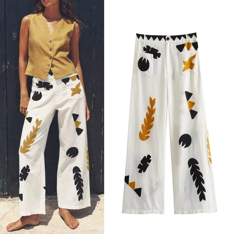 TRAF Fashion Printed Long Pants Women 2023 Summer High Waist Wide Leg Casual Trousers Female Chic Embroidered Vintage Pant
TRAF Fashion Printed Long Pants Women 2023 Summer High Waist Wide Leg Casual Trousers Female Chic Embroidered Vintage Pant