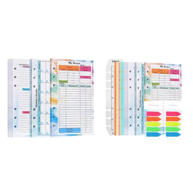 

82 Sheets A6 Budget Planner Refill Notepad Monthly Weekly Planner Notepad Planner Notepad 6 Hole For A6 Binder Cover Save A