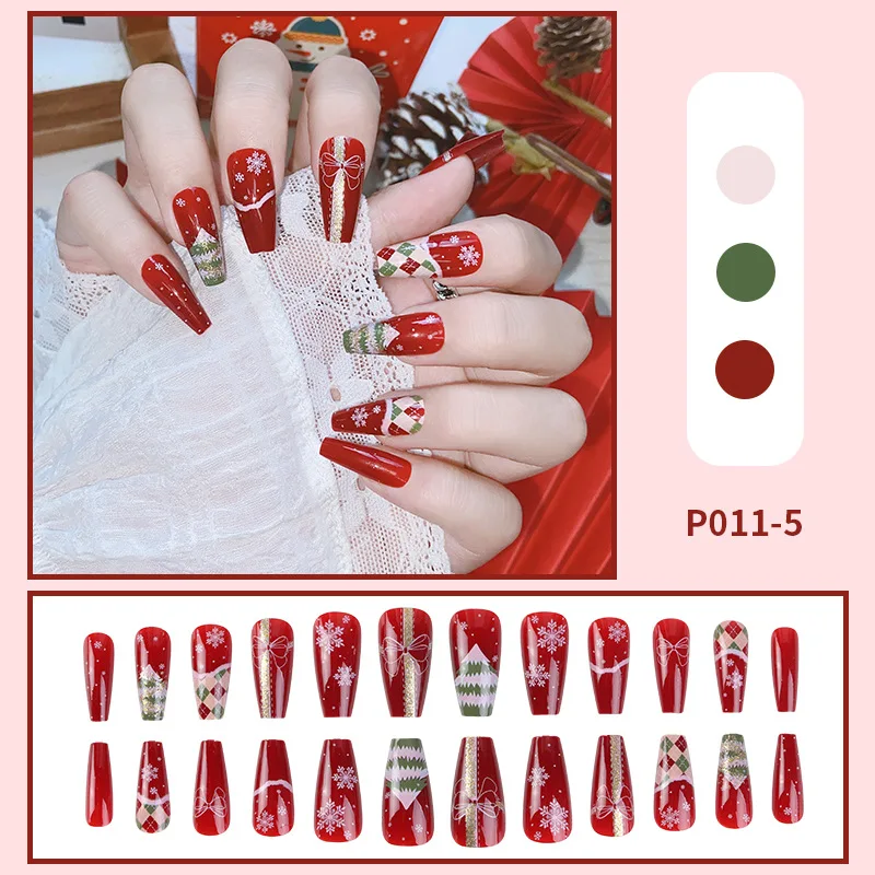 24Pcs Christmas False Nail Art Decor Reusable Stick-On-Nails Acrylic Full Cover Nails Tips Artificial Short Press on Fake Nail
24Pcs Christmas False Nail Art Decor Reusable Stick-On-Nails Acrylic Full Cover Nails Tips Artificial Short Press on Fake Nail