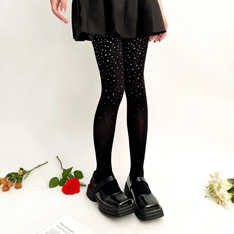 

High Waist Tights Pantyhose for Women Sparkly Stockings Irregular Dots Leggings 37JB