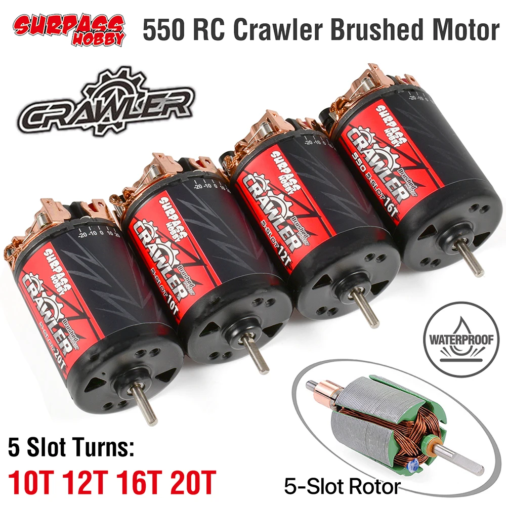 550 10T 12T 16T 20T Brushed Motor Waterproof 5-Slot for Tamiya Kyosho TRAXXAS WLtoys 1/10 RC Car
550 10T 12T 16T 20T Brushed Motor Waterproof 5-Slot for Tamiya Kyosho TRAXXAS WLtoys 1/10 RC Car