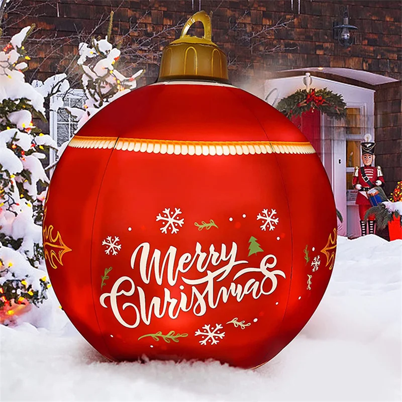 

2023 60CM Outdoor Christmas Inflatable Decorated Ball Made PVC Giant Light Glow Large Balls Tree Decorations Outdoor Toy Ball