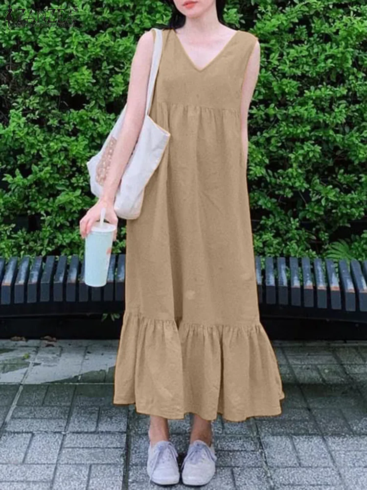 ZANZEA Women Maxi Long Sundress Robe Longue Holiday Ruffles Loose Sleeveless Tank Dresses 2023 Summer Tank Vestidos Oversized
ZANZEA Women Maxi Long Sundress Robe Longue Holiday Ruffles Loose Sleeveless Tank Dresses 2023 Summer Tank Vestidos Oversized