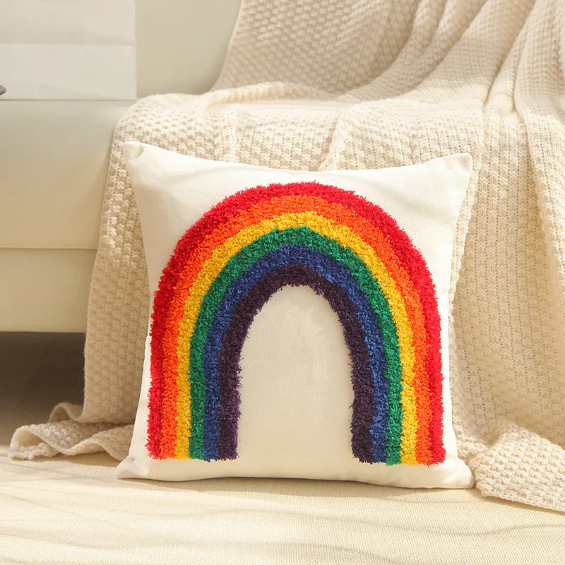 Nordic Simple Rainbow Tufted Cushion Cover 45*45 Cotton Canvas Embroidered Decorative Pillow Cover Cute Pillowcase for Sofa
Nordic Simple Rainbow Tufted Cushion Cover 45*45 Cotton Canvas Embroidered Decorative Pillow Cover Cute Pillowcase for Sofa