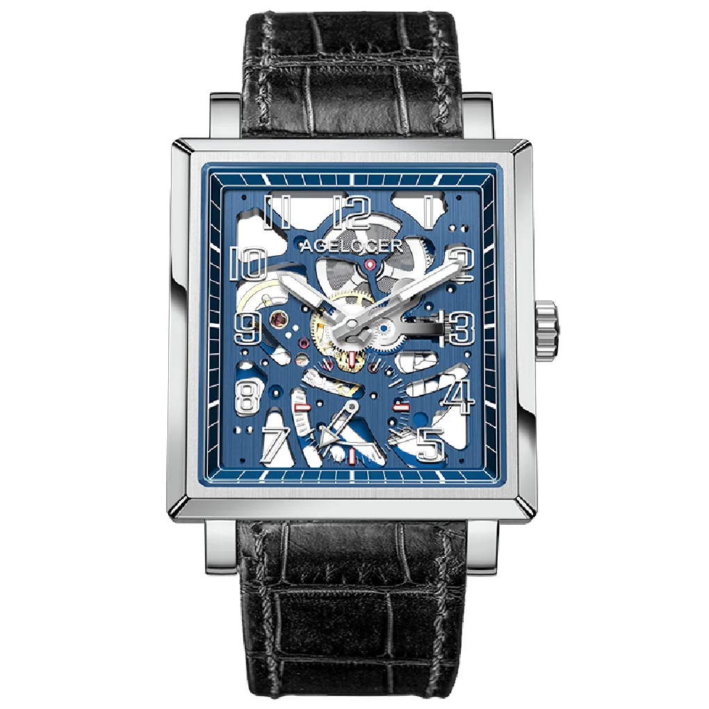 AGELOCER Street Fashion Blue Dial Design Hollow Skeleton Watch Men Watch Top Brand Luxury Manual Mechanical
AGELOCER Street Fashion Blue Dial Design Hollow Skeleton Watch Men Watch Top Brand Luxury Manual Mechanical