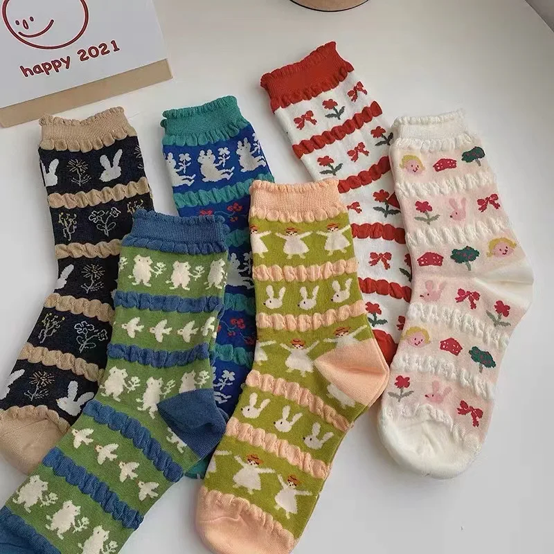 Носки женские длинные в японском стиле, креативные и милые полосатые хлопковые в стиле Харадзюку, с животными из мультфильмов 
Носки женские длинные в японском стиле, креативные и милые полосатые хлопковые в стиле Харадзюку, с животными из мультфильмов