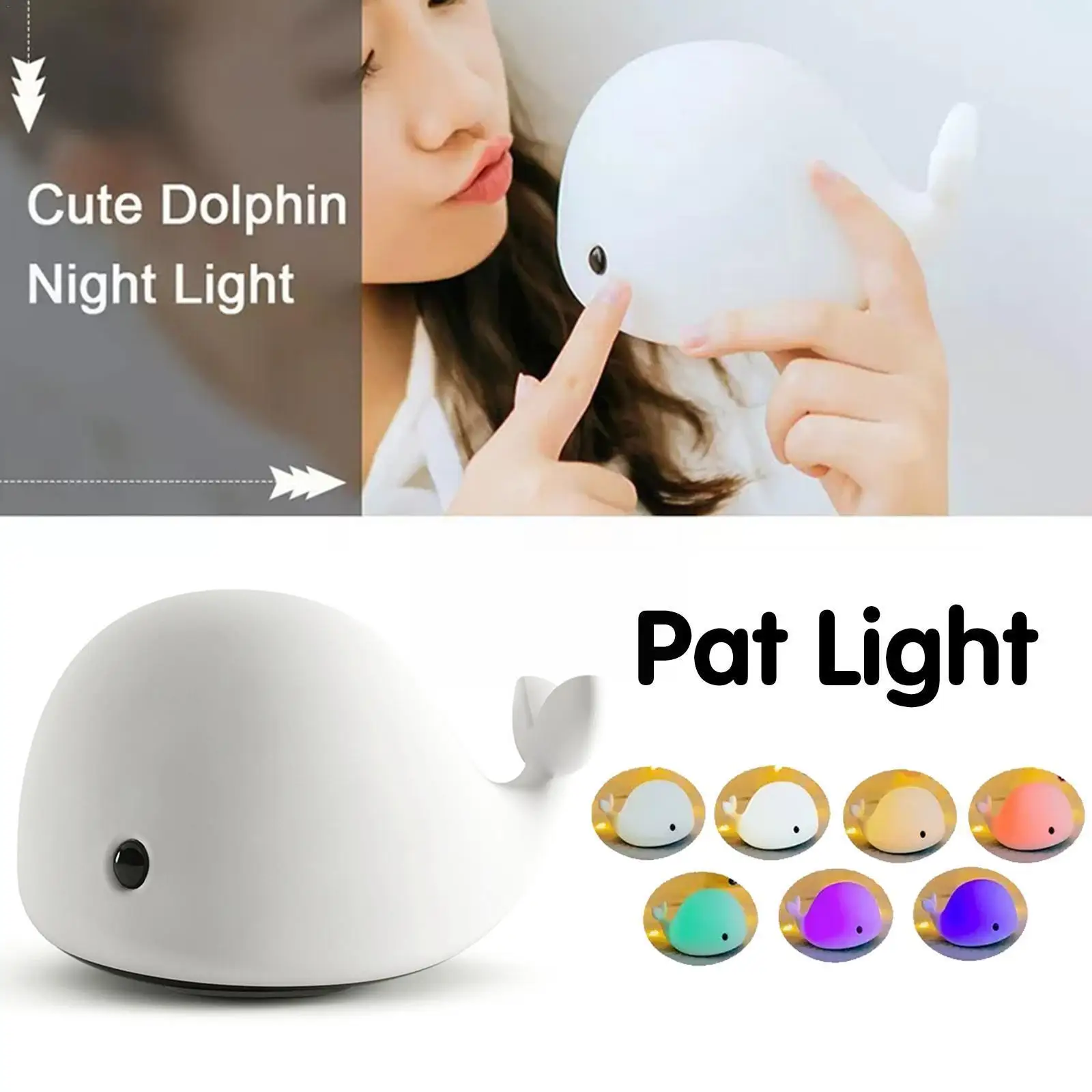 

Little Whale Shape Night Light Cute Shape Led Bedside Lamp Dolphin Changing Silicone Color Room Children's Colorful Led Car H5h0