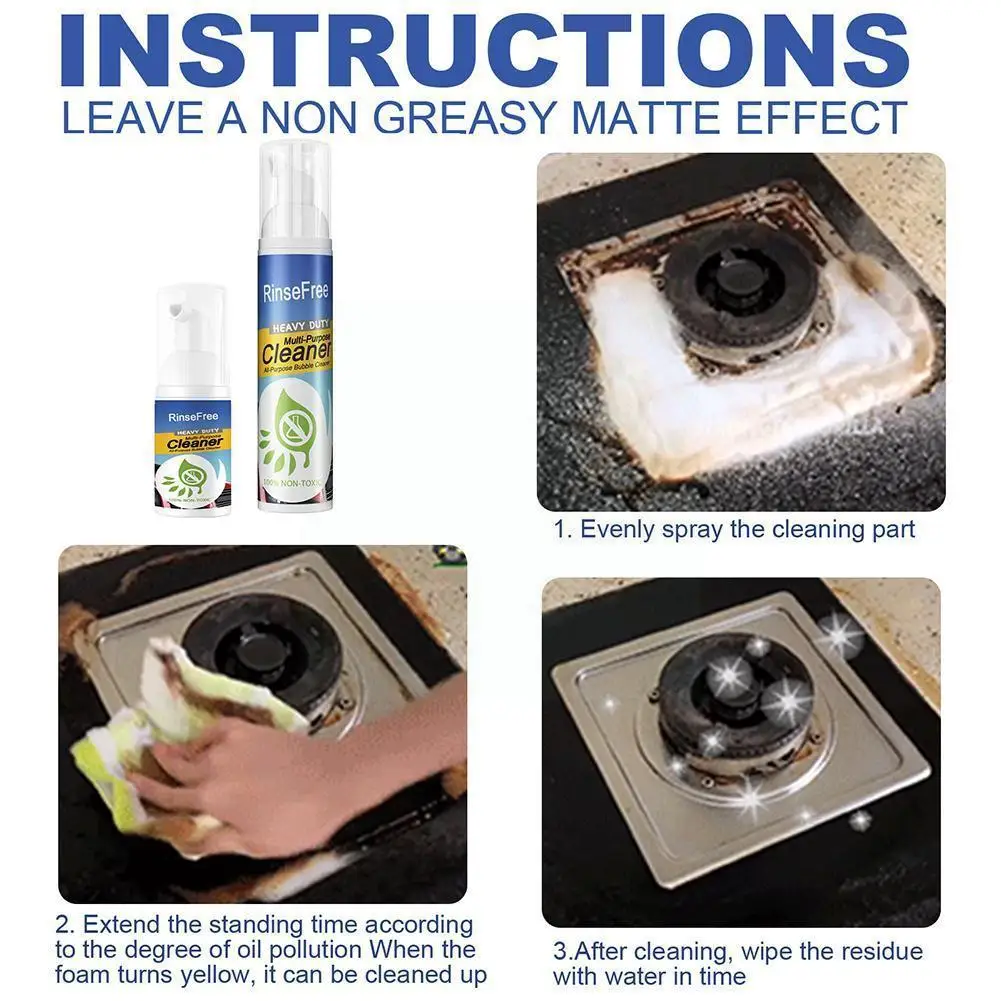 Kitchen Grease Cleaner Rust Stain Remover Magic Degreaser Easy Spray Cleaning Foam Cleaning Products Bathroom 30/100ML Clea F0X1
Kitchen Grease Cleaner Rust Stain Remover Magic Degreaser Easy Spray Cleaning Foam Cleaning Products Bathroom 30/100ML Clea F0X1