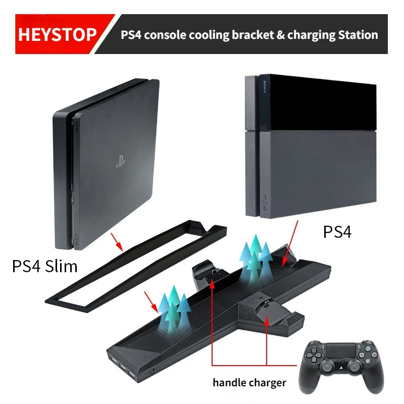 HEYSTOP for PS4/PS4 Slim/PS4 Pro Vertical Cooling Stand Dual Controller Station Chargers Game stand LED Fan for SONY PS 4
HEYSTOP for PS4/PS4 Slim/PS4 Pro Vertical Cooling Stand Dual Controller Station Chargers Game stand LED Fan for SONY PS 4