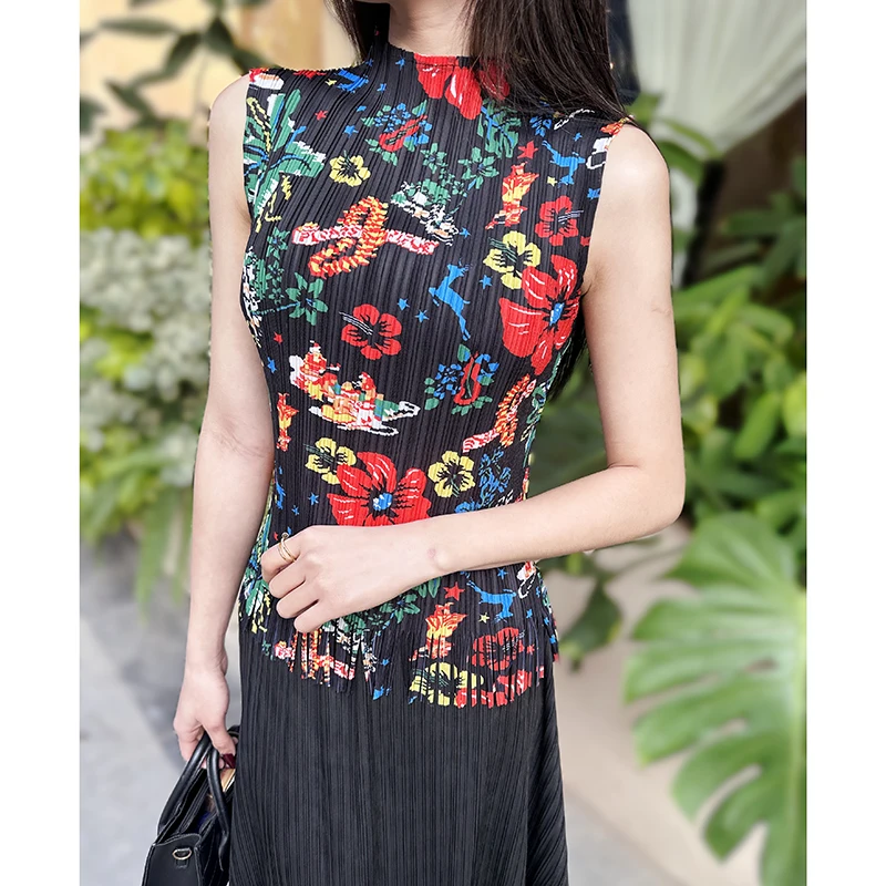 Pleated Sleeveless Printed Slim Fit Top Half High Neck Elastic T-shirt Woman Clothing Graphic T Shirts
Pleated Sleeveless Printed Slim Fit Top Half High Neck Elastic T-shirt Woman Clothing Graphic T Shirts