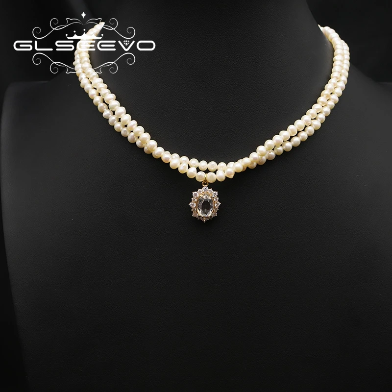GLSEEVO Elliptic Shining Zircon Freshwater Pearl Double Necklace French Fashion High Charm Women Luxury Jewelry Gift GN0424
GLSEEVO Elliptic Shining Zircon Freshwater Pearl Double Necklace French Fashion High Charm Women Luxury Jewelry Gift GN0424
