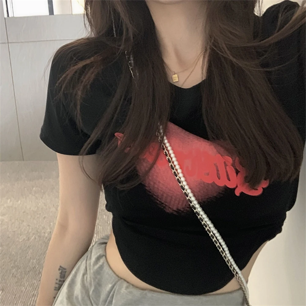 Letter Casual Crop Top Women Heart Shape Printed Short Sleeve Round Neck Korean Style Hot Sweet T Shirt Soft Breathable Tops
Letter Casual Crop Top Women Heart Shape Printed Short Sleeve Round Neck Korean Style Hot Sweet T Shirt Soft Breathable Tops