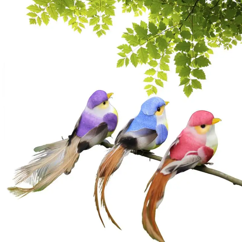 

Искусственные Птицы, Декоративные Искусственные Птицы из пенопласта, Искусственные Яркие цветные украшения, Разноцветные птицы с перьями, 12 шт. для сада, свадьбы