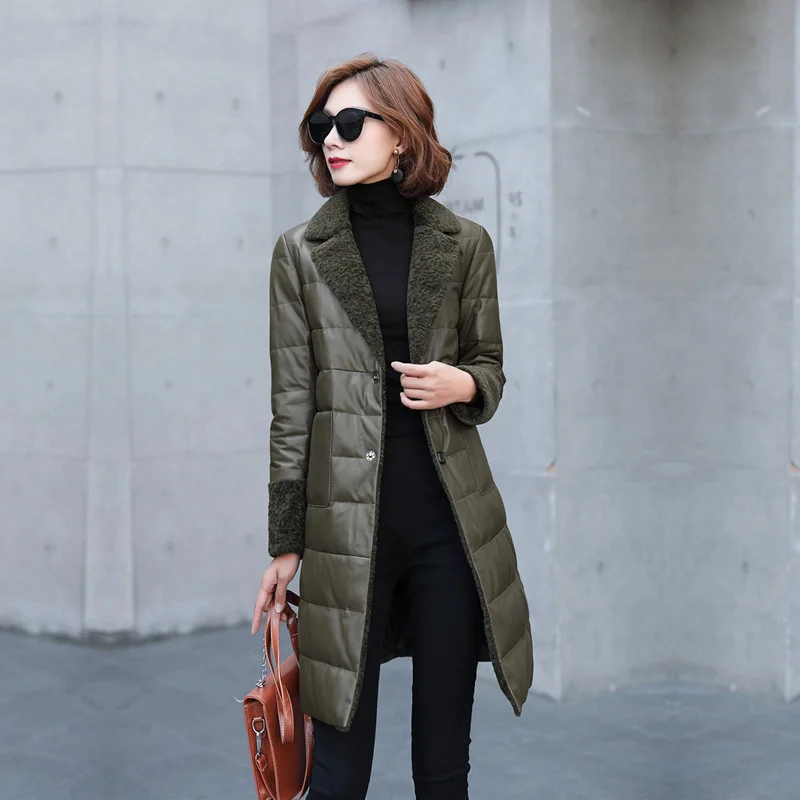 2023 Real Sheepskin Leather Jackets Women Wool Fur Collar Coat Female 90% White Duck Down Women's Down Jackets Cuero Genuino Zjt
2023 Real Sheepskin Leather Jackets Women Wool Fur Collar Coat Female 90% White Duck Down Women's Down Jackets Cuero Genuino Zjt