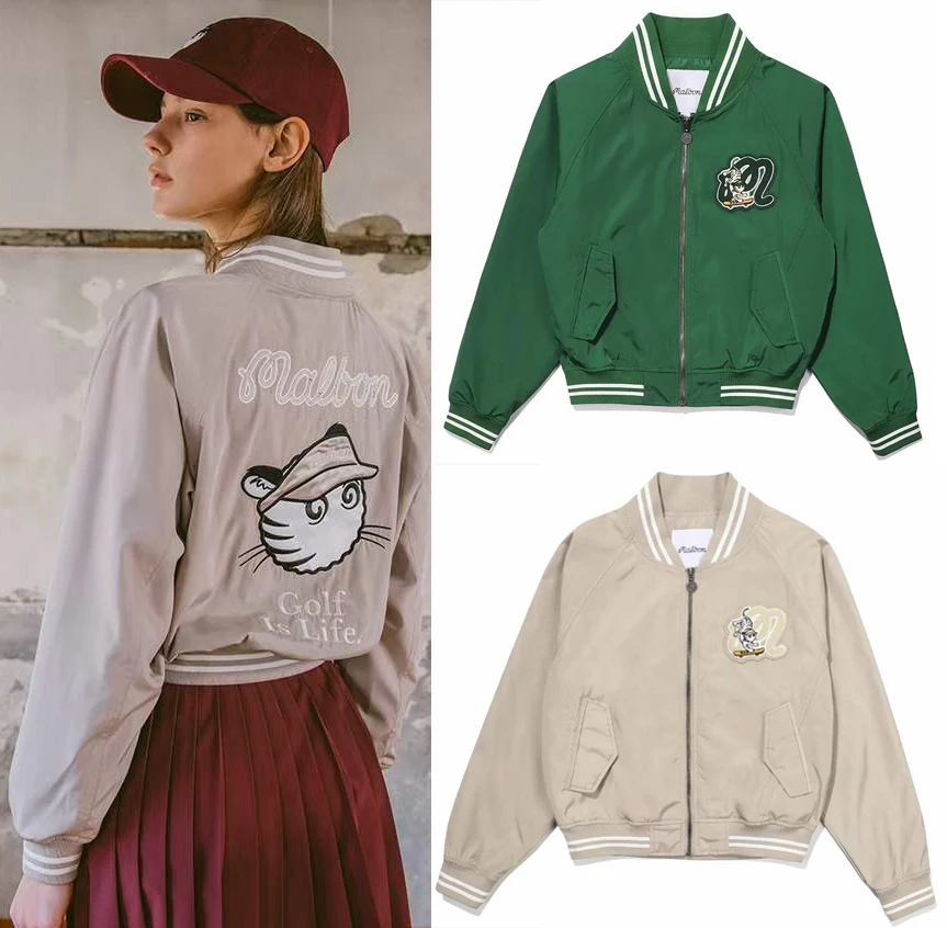 Golf Women's Zipper Jacket Top Baseball Uniform Tide Brand Jacket Cartoon Stand Collar
Golf Women's Zipper Jacket Top Baseball Uniform Tide Brand Jacket Cartoon Stand Collar