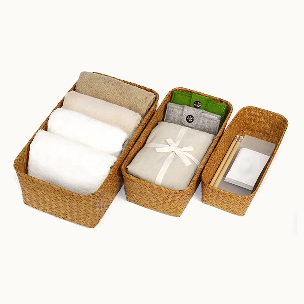 Handmade Woven Storage Baskets Desktop Natural straw Storage Box sundries Organizer Cosmetic Container Rectangle Organization
Handmade Woven Storage Baskets Desktop Natural straw Storage Box sundries Organizer Cosmetic Container Rectangle Organization