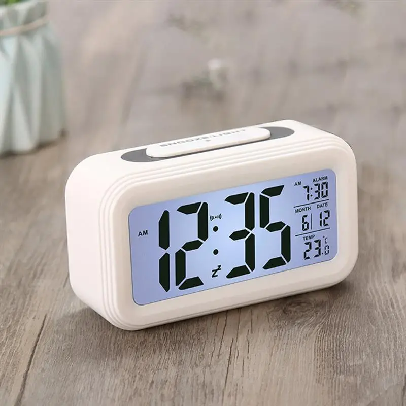 Temperature Digital Electronic Alarm Clock Backlight Calendar Snooze Function Bedside Alarm Clocks,White
Temperature Digital Electronic Alarm Clock Backlight Calendar Snooze Function Bedside Alarm Clocks,White
