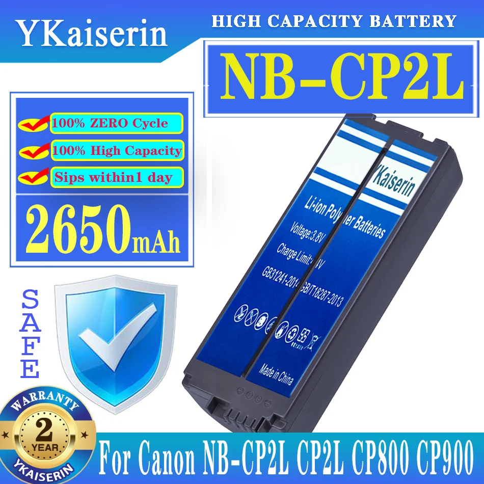 

YKaiserin 2650mAh Replacement Battery NBCP2L For Canon NB-CP1L CP2L Canon Photo Printers SELPHY CP900 CP910 CP800 Batteries