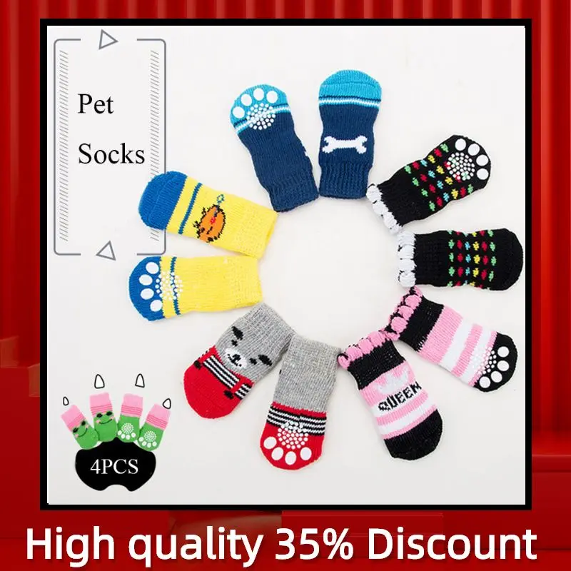 4pcs/set Pet Dog Socks Winter Warm Anti-Slip Socks Cat Dogs Knit Socks Thick Paw Protector Shoes Booties Accessories Chihuahua
4pcs/set Pet Dog Socks Winter Warm Anti-Slip Socks Cat Dogs Knit Socks Thick Paw Protector Shoes Booties Accessories Chihuahua