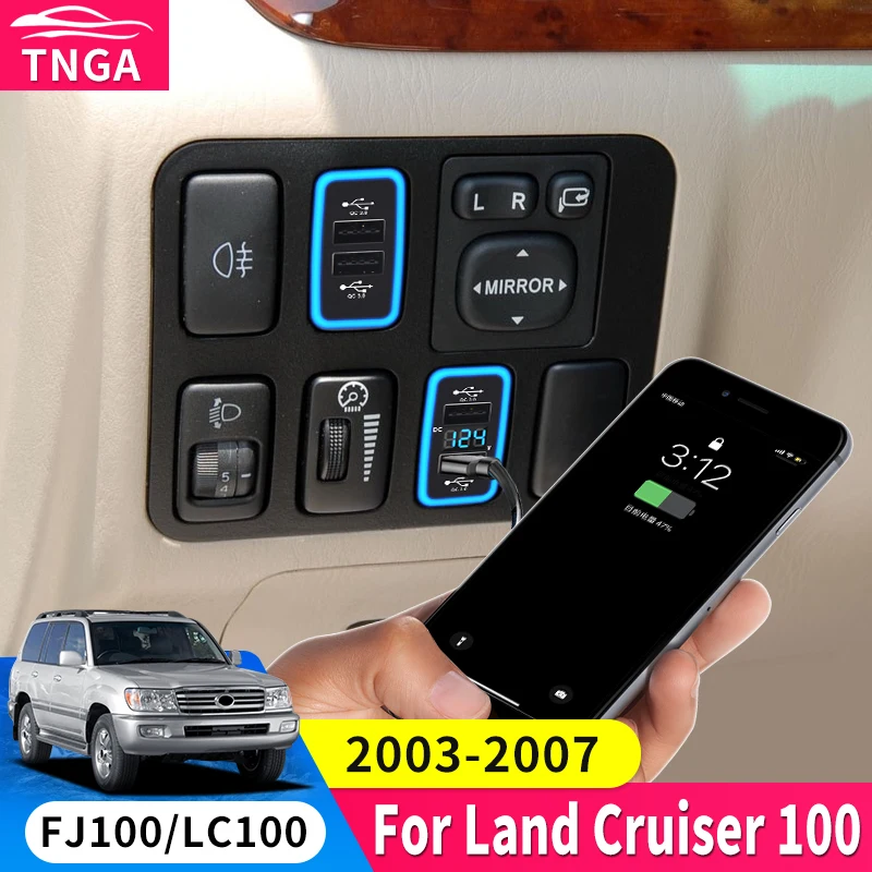 Для Toyota Land Cruiser 100 Lc100 2003-2007 2006 обновленные аксессуары Fj100 мощность двойной USB порт быстрое зарядное устройство дисплей Напряжение 2005 2004
Для Toyota Land Cruiser 100 Lc100 2003-2007 2006 обновленные аксессуары Fj100 мощность двойной USB порт быстрое зарядное устройство дисплей Напряжение 2005 2004