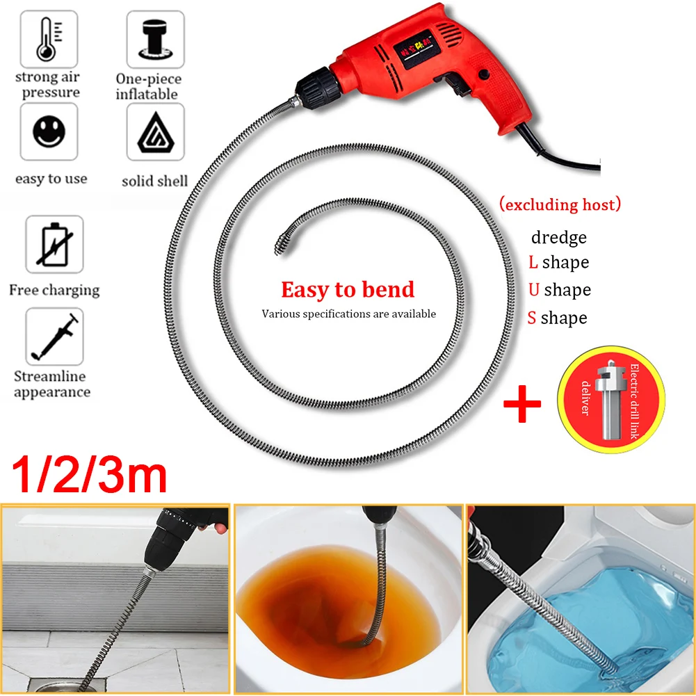 Sewer Pipe Unblocker Snake Spring Pipe Dredging Tool Profession Connect Drill Electric Anti Clogging Cleaning Hair Catcher
Sewer Pipe Unblocker Snake Spring Pipe Dredging Tool Profession Connect Drill Electric Anti Clogging Cleaning Hair Catcher