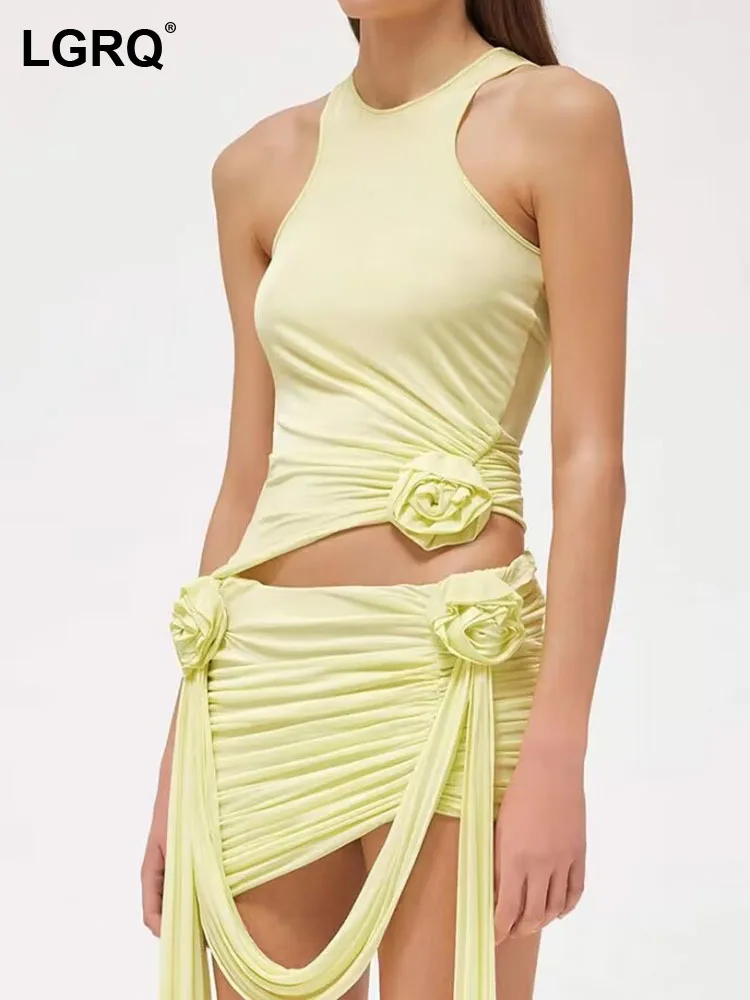 LGRQ Trendy 2023 Original Women Three-dimensional Flower Sleeveless Vest Short Skirt Sets High Quality Asymmetric Design 19J5601
LGRQ Trendy 2023 Original Women Three-dimensional Flower Sleeveless Vest Short Skirt Sets High Quality Asymmetric Design 19J5601