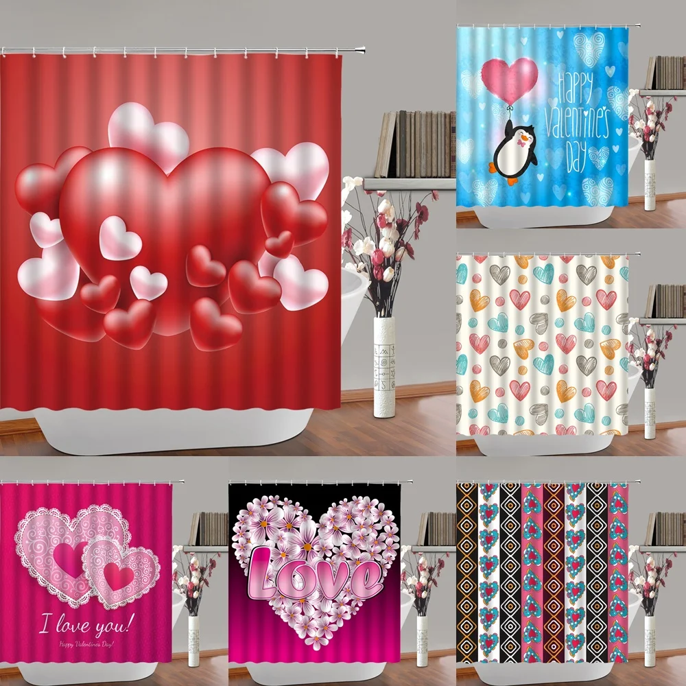 Занавеска для душа в форме сердца, красно-розовая 
Занавеска для душа в форме сердца, красно-розовая