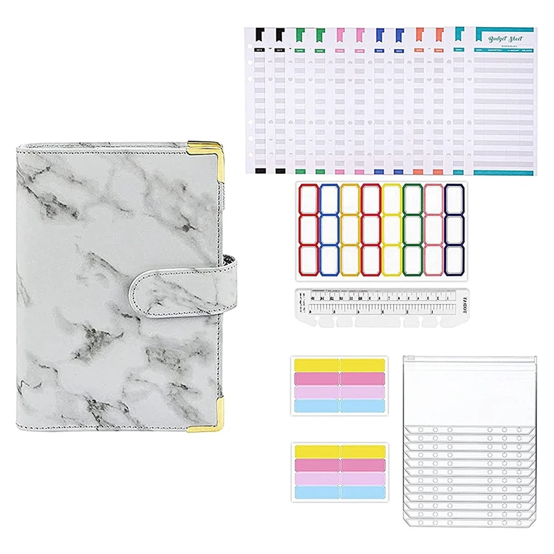 A6 Budget Binder,Leather Ring Binder Notebook With 12 Clear Cash Envelopes Pockets And 12 Expense Budget Sheet
A6 Budget Binder,Leather Ring Binder Notebook With 12 Clear Cash Envelopes Pockets And 12 Expense Budget Sheet