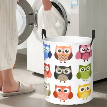 Owl Friends Circular Hamper, Storage Basket Waterproof Great For Kitchens Storage Toys
