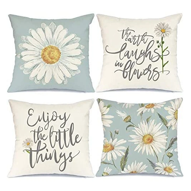 

Summer Decorations Pillow Covers Daisy Quote Floral Pillows Decorative Throw Pillows Spring Summer Farmhouse Decor