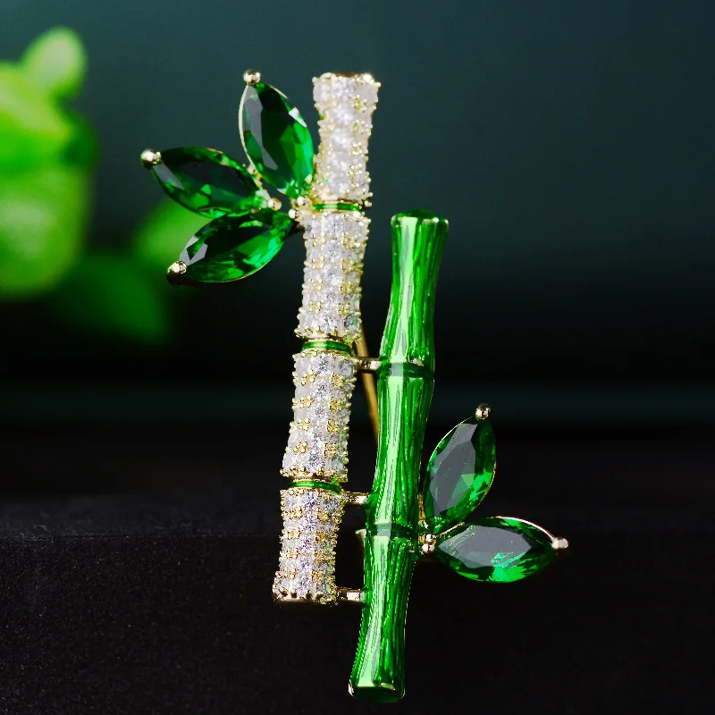 Korean version of imitation emerald zircon bamboo brooch elegant temperament plant brooch simple accessories corsage new
Korean version of imitation emerald zircon bamboo brooch elegant temperament plant brooch simple accessories corsage new