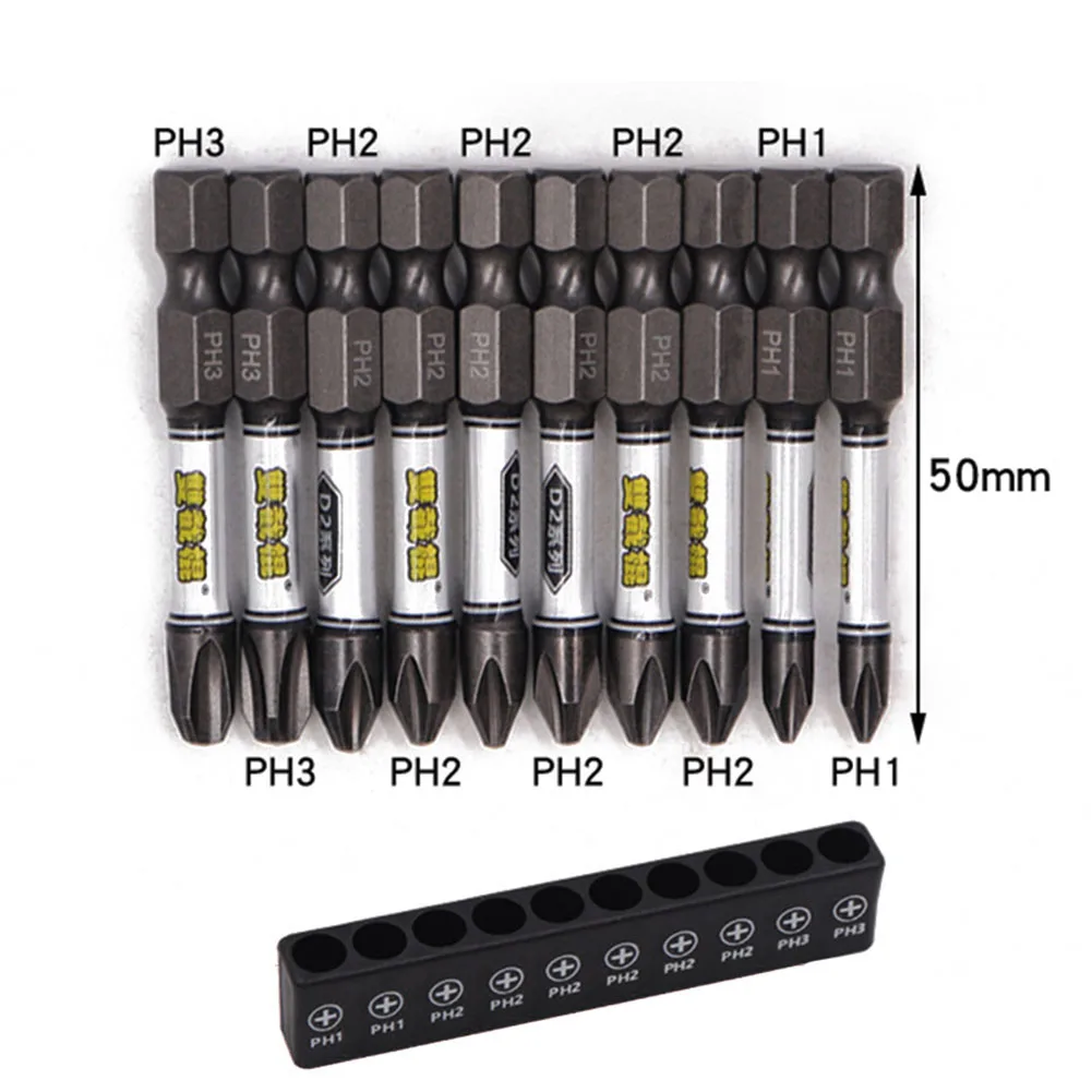 

10pcs 50mm PH1 PH2 PH3 Hex Cross Plum Blossom Screwdriver With 10 Holes Bit Holder For Pneumatic Screwdrivers Power Tool Part