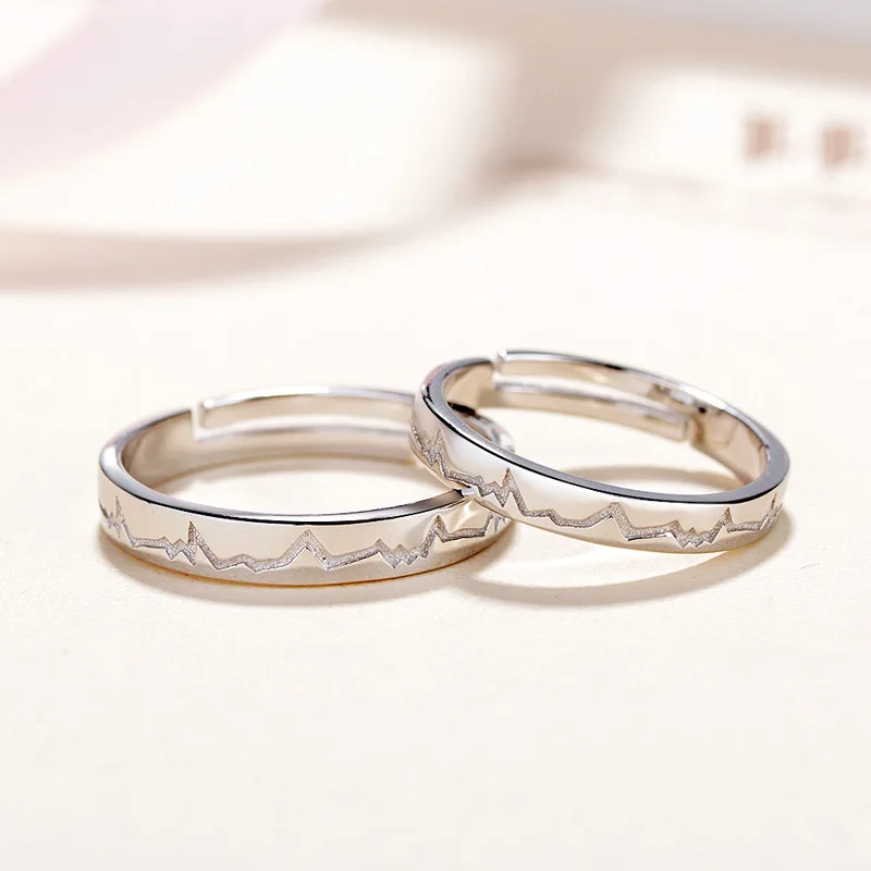 S925 Sterling Silver Couple Ring ECG Valentine's Day Gift Female All-match Temperament Heartbeat Simple Adjustable Pair Ring
S925 Sterling Silver Couple Ring ECG Valentine's Day Gift Female All-match Temperament Heartbeat Simple Adjustable Pair Ring