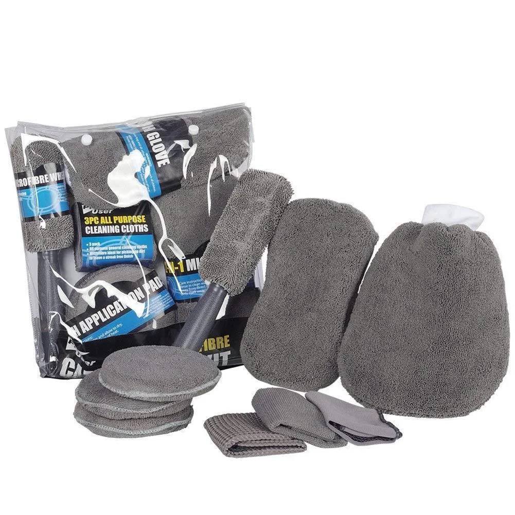 New 9Pcs Microfibre Car Wash Cleaning Tools Set Gloves Towels Applicator Pads Sponge Wheel Brush Kit
New 9Pcs Microfibre Car Wash Cleaning Tools Set Gloves Towels Applicator Pads Sponge Wheel Brush Kit