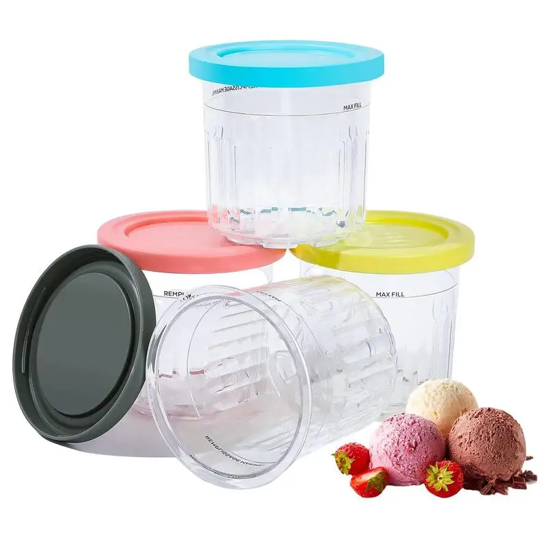 

Ice Cream Pint Container Dessert Ice Cream Sorbet Gelato Container Freezer Storage Tub Homemade Ice Cream Bowls With Sealing