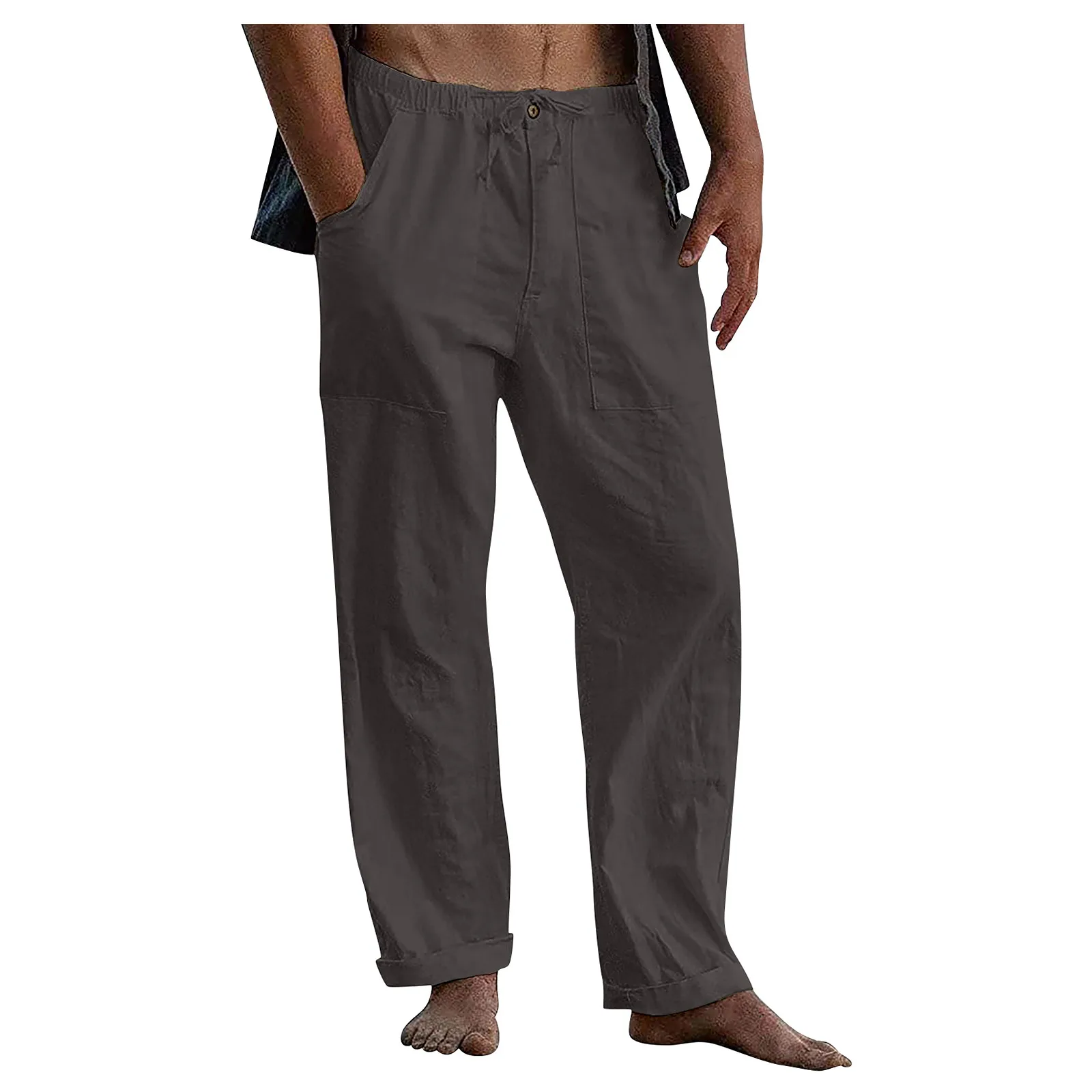 

Новые весенне-осенние мужские льняные брюки из натурального льна для мужчин Современные удобные качественные мягкие цветные брюки с карманами