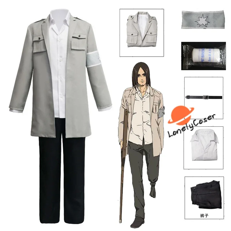 

Final Season Anime Attack on Titan Eren Jaeger Cosplay Costume Shingeki No Kyojin Trench Pants Shirt Marley Officer Men Women