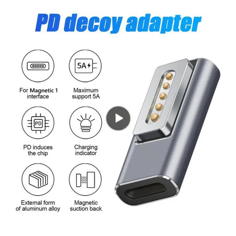 

Black Support Pd Fast Charging Adapter Automatic Identification Connector Quick Conversion Charging Indicator Light Charging