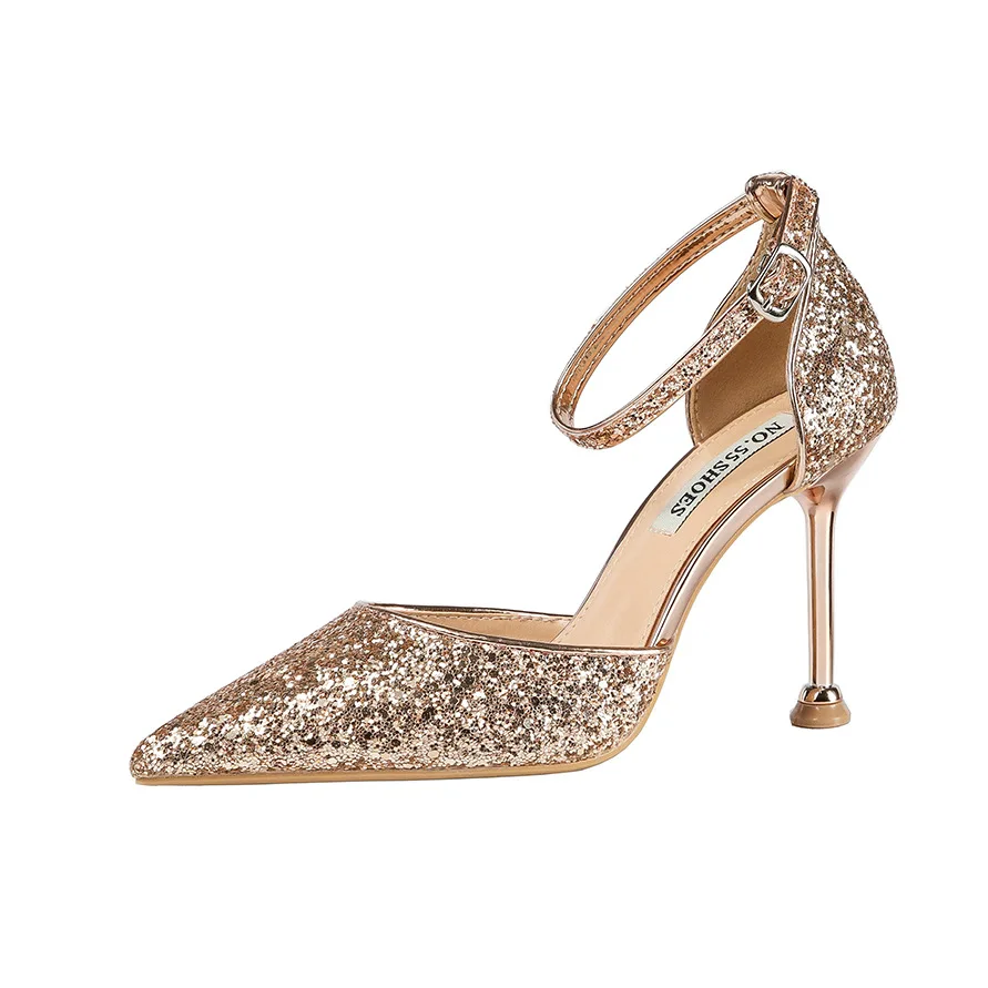 New fashion shoes sexy pointed toe sequined high heels buckle simple stiletto sandals women's shoes Banquet shoes
New fashion shoes sexy pointed toe sequined high heels buckle simple stiletto sandals women's shoes Banquet shoes