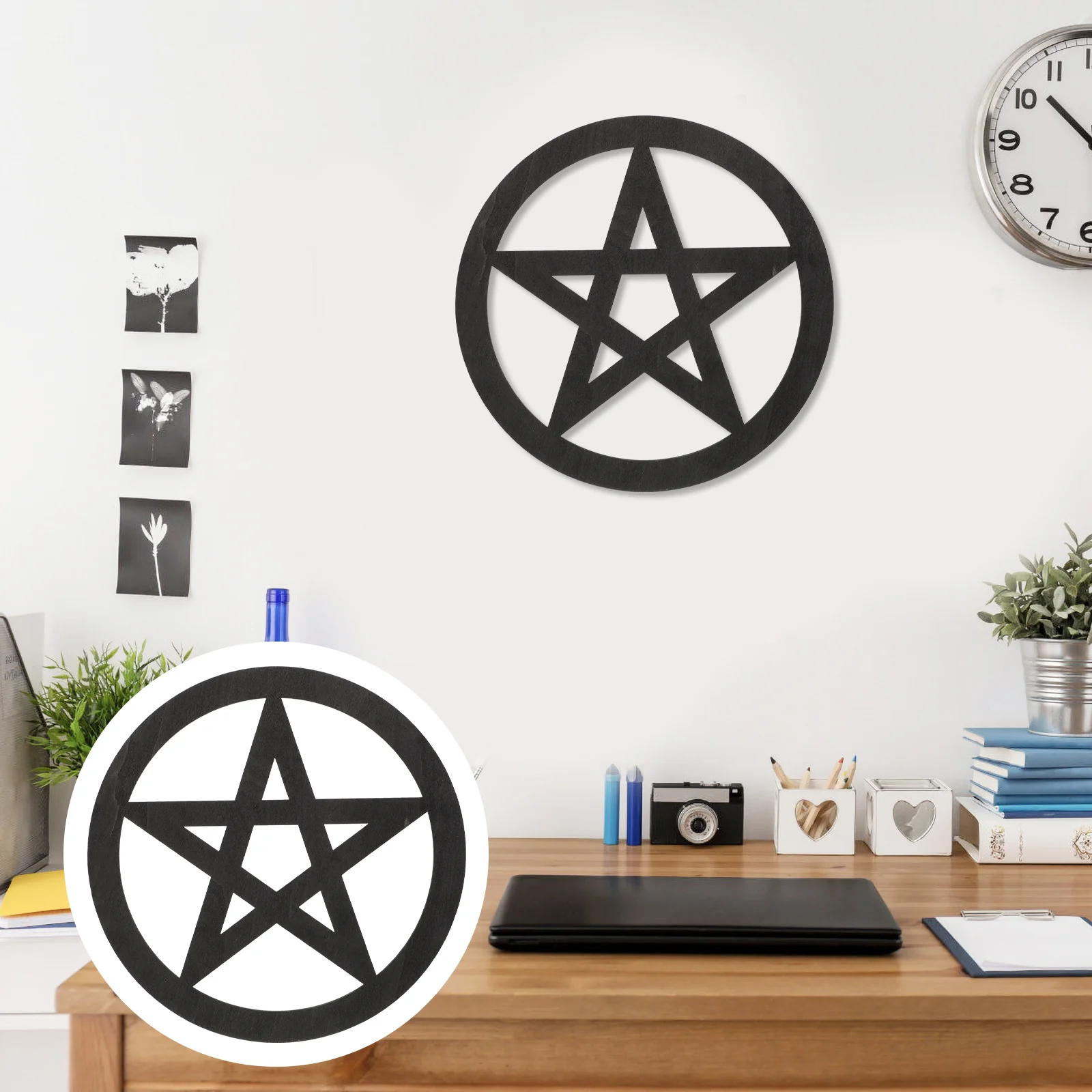 

Pentagram Decoration Ceremony Retro Style Household Adornments Wooden Altar Tile Ritual Ornaments Decorations Signs