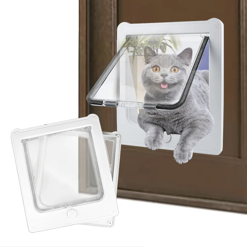

Dog Cat Flap Door Security Lock Flap Door for Dog Cats Kitten ABS Plastic Small Pet Gate Door Kit Cat Dogs Flap Doors with 4 Way