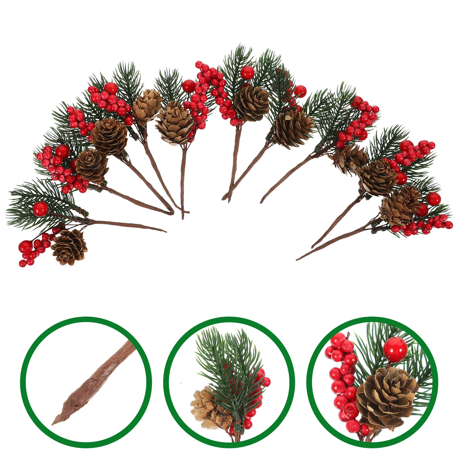 

Christmas Pine Picks Berry Artificial Branches Berries Decor Stems Red Stem Wreath Floral Tree Holly Needles Flower Fake Branch