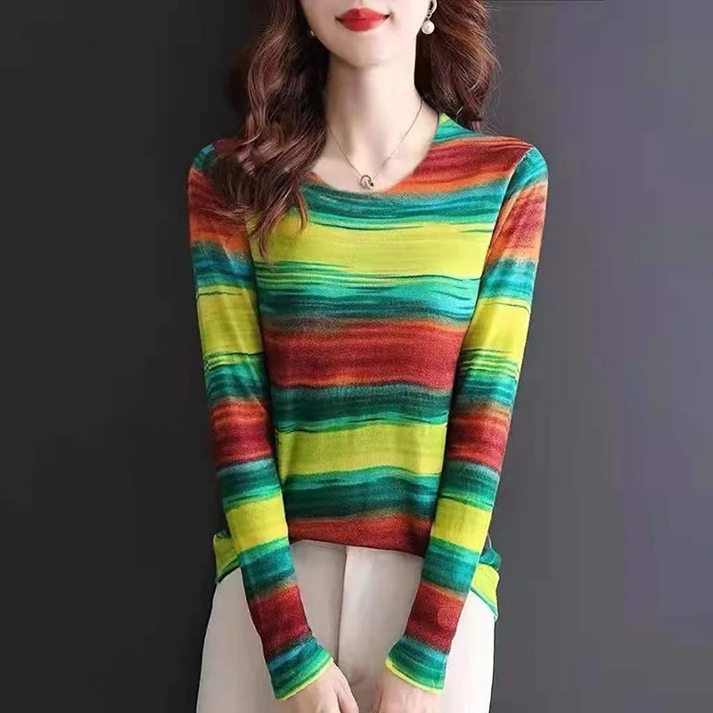 Fashion Printed Tie Dye Color Striped T-Shirt Women's Clothing 2022 Autumn New Loose Casual Pullovers All-match Commute Tee Shi
Fashion Printed Tie Dye Color Striped T-Shirt Women's Clothing 2022 Autumn New Loose Casual Pullovers All-match Commute Tee Shi