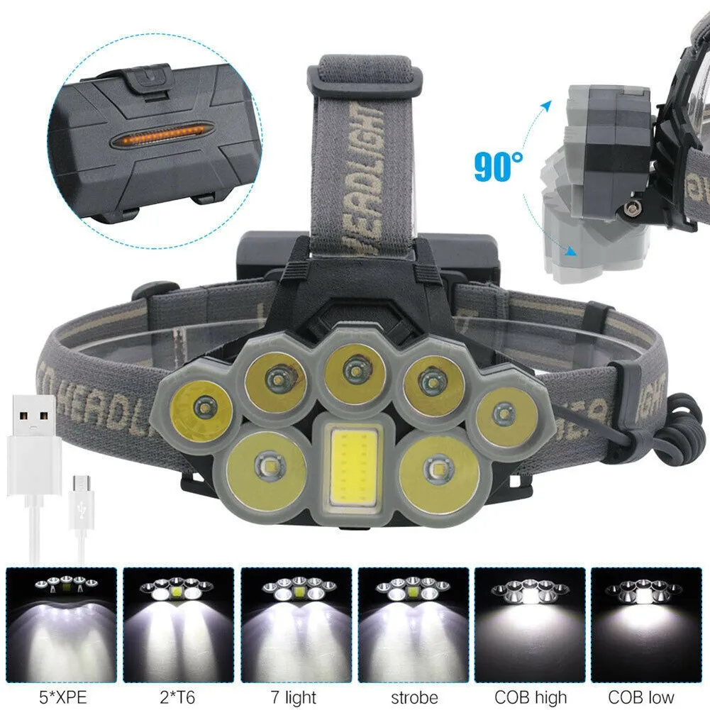 8 Modes HeadLight Torch Lamp Headlamp LED USB Rechargeable Head Front Flashlight 30000LM For Hiking Hunting Fishing Cycling
8 Modes HeadLight Torch Lamp Headlamp LED USB Rechargeable Head Front Flashlight 30000LM For Hiking Hunting Fishing Cycling