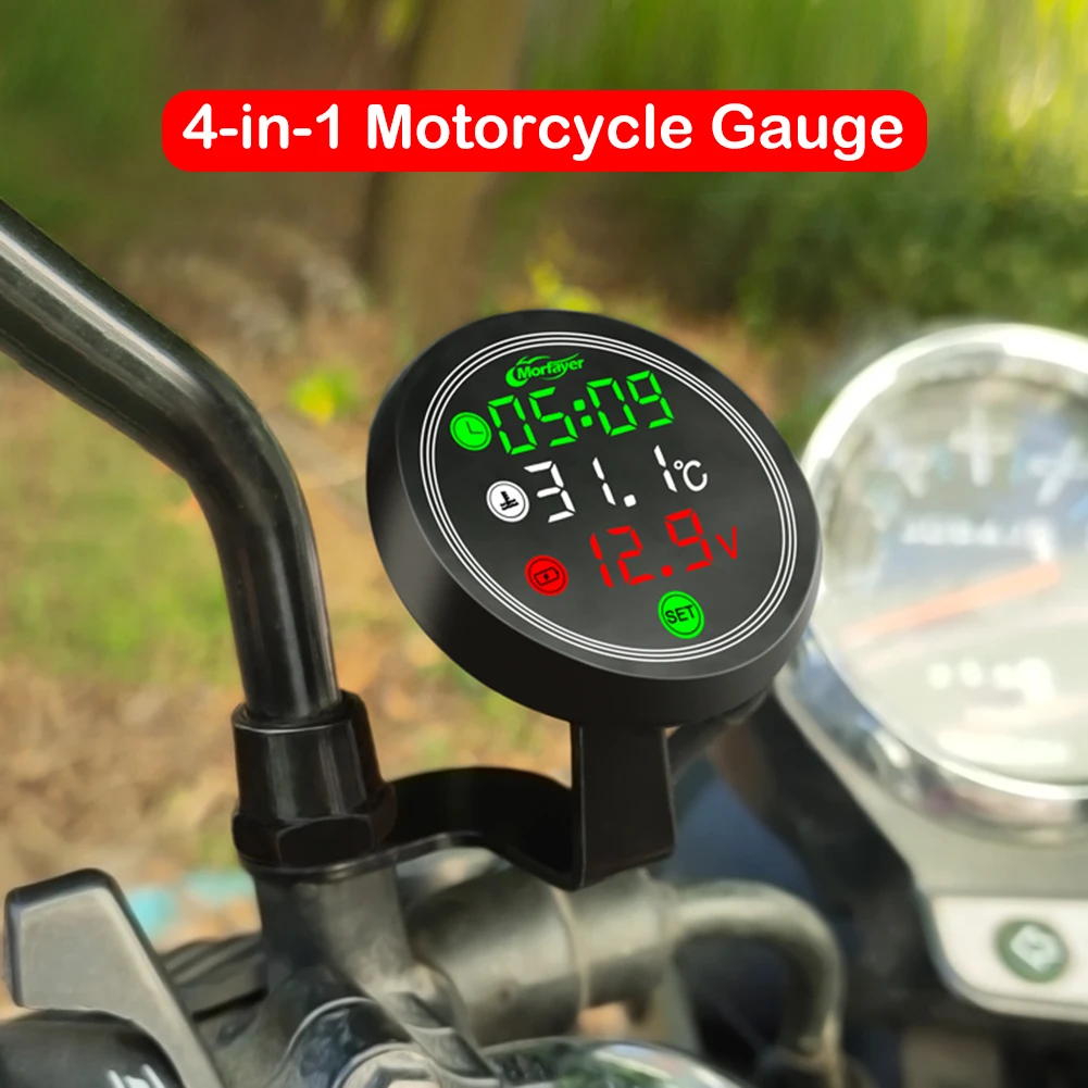 Motorcycle Thermometer LED Digital Display Electronic 4 In 1 Water Temperature Meter Voltmeter Gauge Low Voltage Alarm 9-24V
Motorcycle Thermometer LED Digital Display Electronic 4 In 1 Water Temperature Meter Voltmeter Gauge Low Voltage Alarm 9-24V