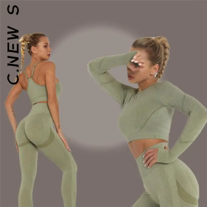 C. Новый S облегающий спортивный костюм женские комплекты дышащий бюстгальтер с длинным рукавом Топ бесшовные наряды с высокой талией Легги... 
C. Новый S облегающий спортивный костюм женские комплекты дышащий бюстгальтер с длинным рукавом Топ бесшовные наряды с высокой талией Легги...