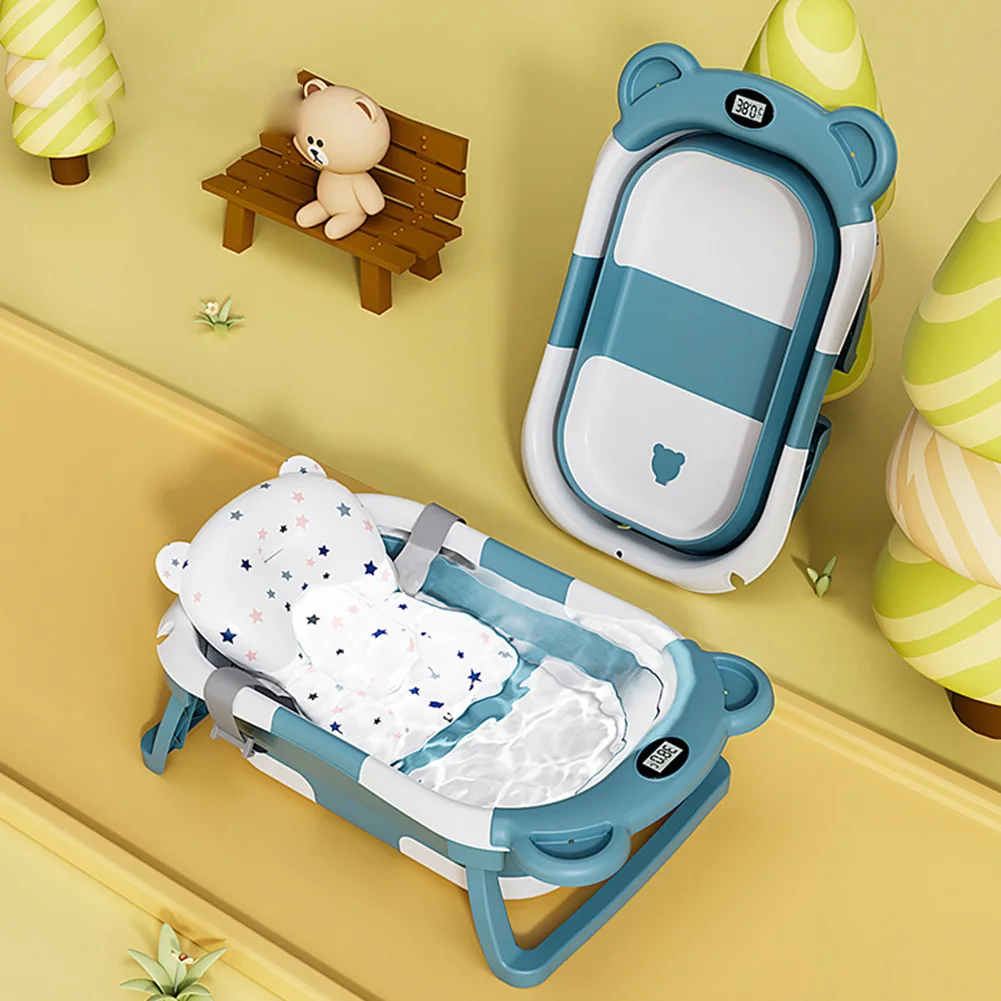 Real-Time Temperature Display Baby Bathtub with Cushion Support Foldable Bath Bucket Non-Slip Silicone Baby Shower Bathing Tub
Real-Time Temperature Display Baby Bathtub with Cushion Support Foldable Bath Bucket Non-Slip Silicone Baby Shower Bathing Tub