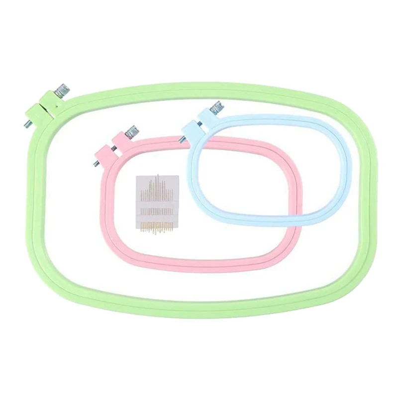 3 Pieces Rectangle Embroidery Hoops Plastic Cross Stitch Hoops For DIY Embroidery Craft,With 16Pcs Sewing Needles
3 Pieces Rectangle Embroidery Hoops Plastic Cross Stitch Hoops For DIY Embroidery Craft,With 16Pcs Sewing Needles